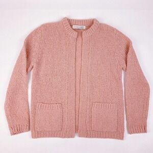 Vintage Monarch Knits Pink Pocket Open Flyaway Cardigan Size Medium Fairy Kei
